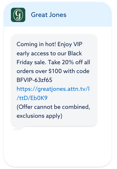 sms example of special vip promotion